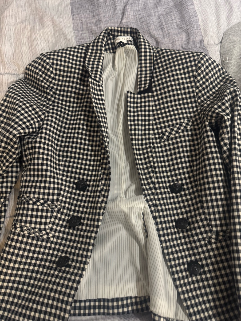 Veronica Beard Cottage Gingham Blazer Black/ White Size 2 Dickey Compatible